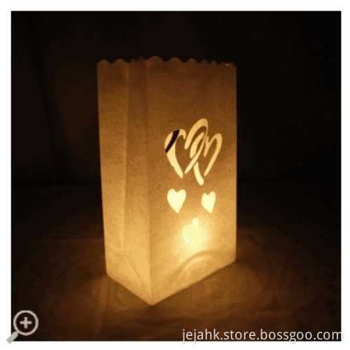 Double Heart Paper Luminaries Bag (10 Pack) light up your Wedding Ceremony, Christmas paths, courtyards, or event spaces.